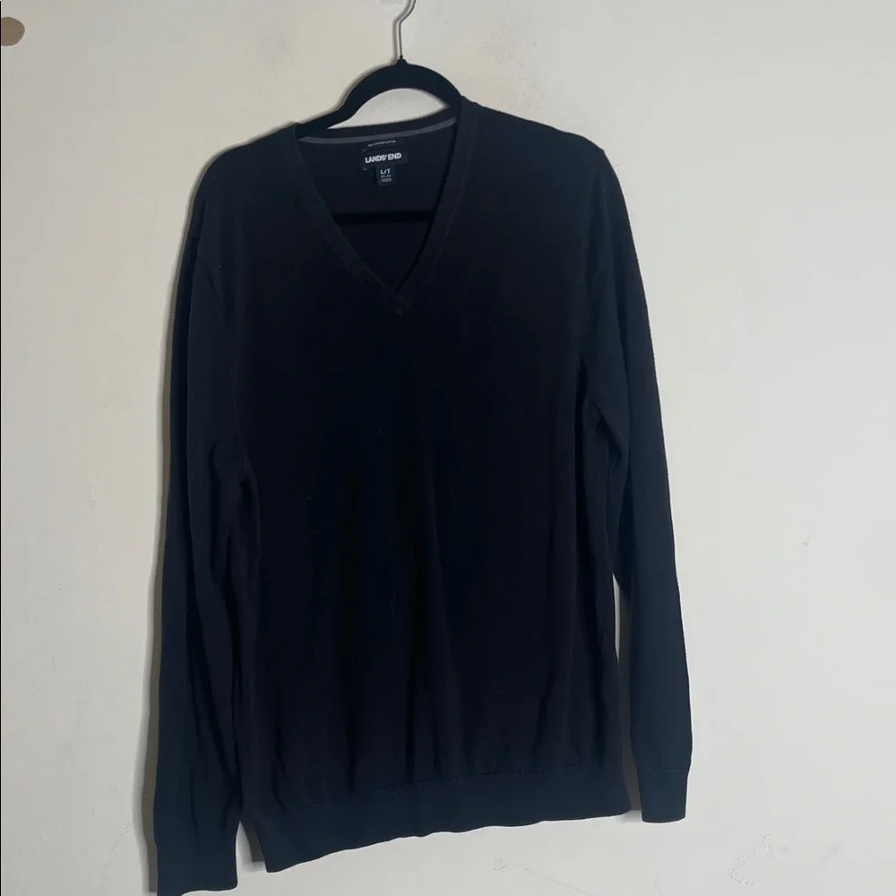 Lands' End Men's V-Neck Sweater in Black